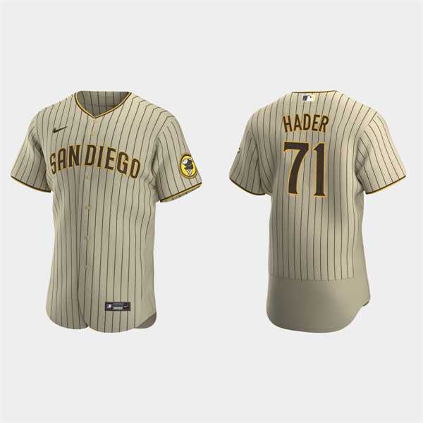 Men%27s San Diego Padres #71 Josh Hader Tan Brown Alternate FlexBase Player Jersey Dzhi